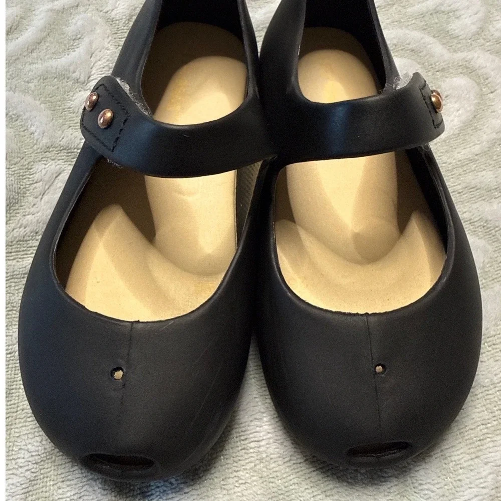Mini Melissa Ultragirl Kids Black Matte Peep Toe Mary Jane Jelly Shoes Toddler‎